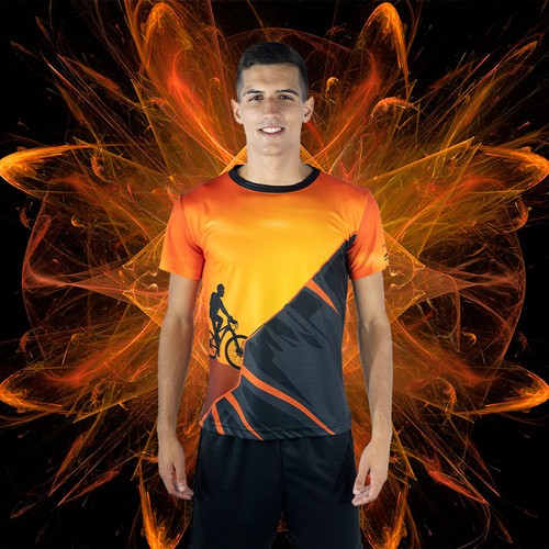 T-shirt de sport basique toop, tissu technique, imprimé. Le