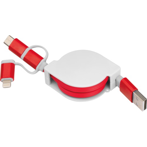 Extendable charging cable with 3 plugs