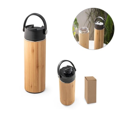 LAVER. Borraccia termica in bambù, PP e acciaio inox 440 mL LAVER. Borraccia termica in bambù, PP e acciaio inox 440 mL