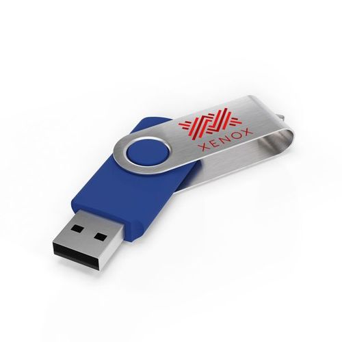 USB Stick Twister (Blauw, 64GB 2.0, Bedrukking in full colour voorzijde, Bedrukking in full colour achterzijde)
