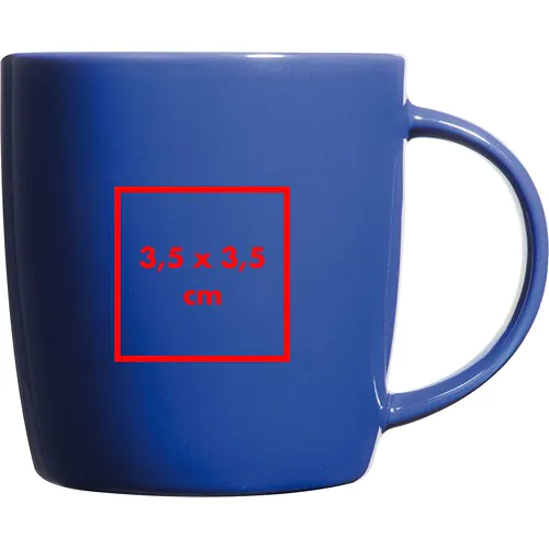 Taza de cerámica, interior blanco y de color fuera.