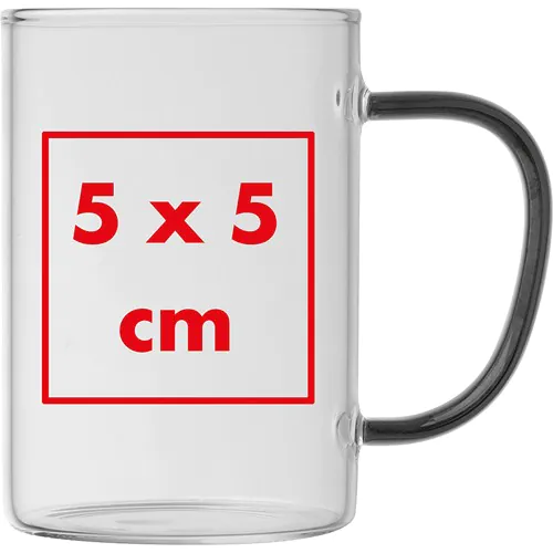 glass mug with coloured handle