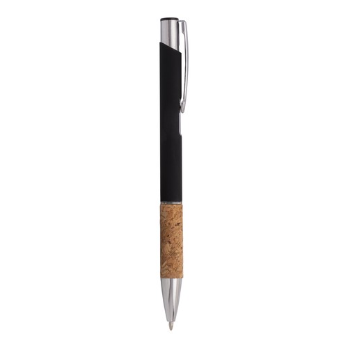 Rubberized alluminium snap pen, cork grip and chrome-plated details