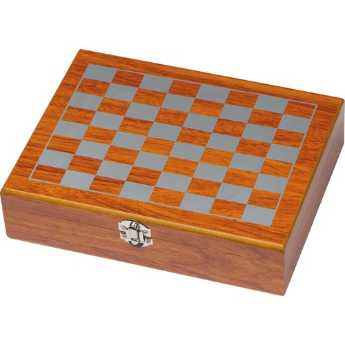 Playset with hip flask, chess and card game