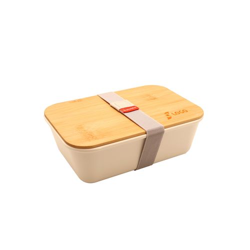 Bento 'Ikoma', blanc, avec couvercle en bambou