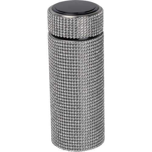 Small stainless steel drinking bottle with rhinestone accents
