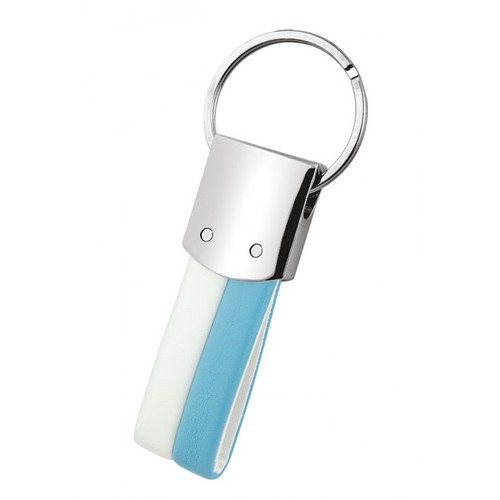 KEYCHAIN FOOTBALL PU WHITE/LIGHT BLUE
