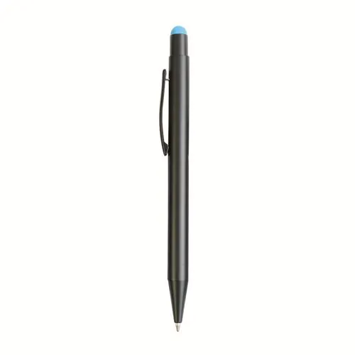 Aluminum push button ball pen with colored touch screen and laser engraved logo