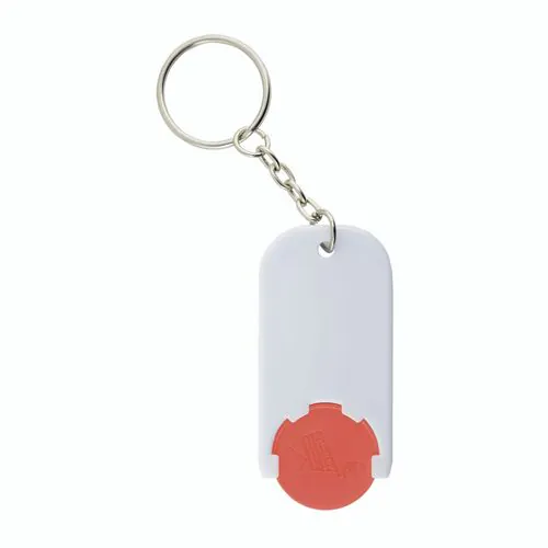 Plastic key ring with shopping trolley token