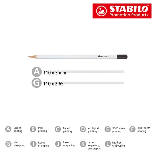 STABILO crayon graphite hexagonal blanc avec tête trempée
