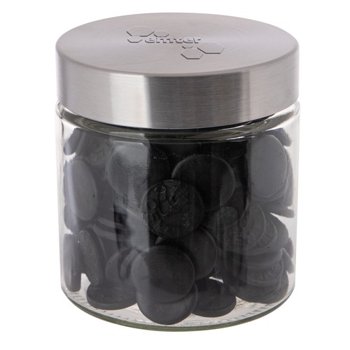 Bocal en verre de 0,9 litre avec embossage, rempli de bonbons Bocal en verre de 0,9 litre avec embossage, rempli de bonbons