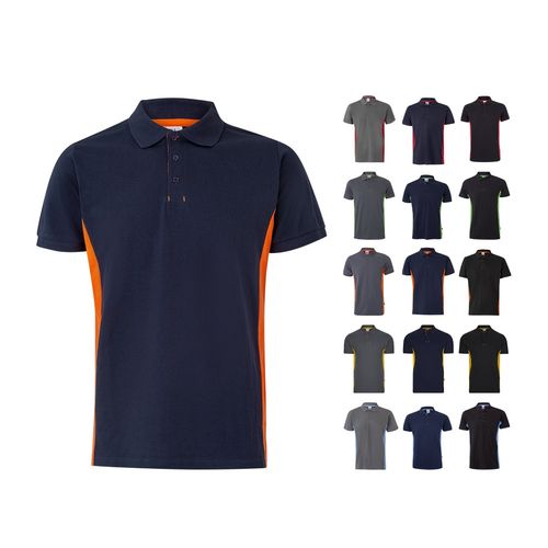 VL SUPAY. Polo piqué bicolor (180g/m²), manga corta, en algodón (60%) y poliéster (40%)