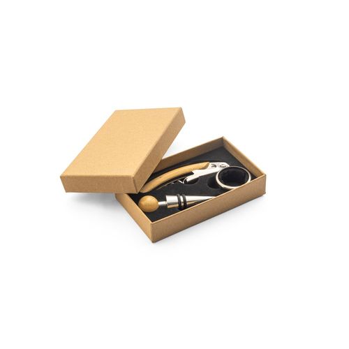 SAVORY. Bamboo and stainless steel wine set SAVORY. Bamboo and stainless steel wine set