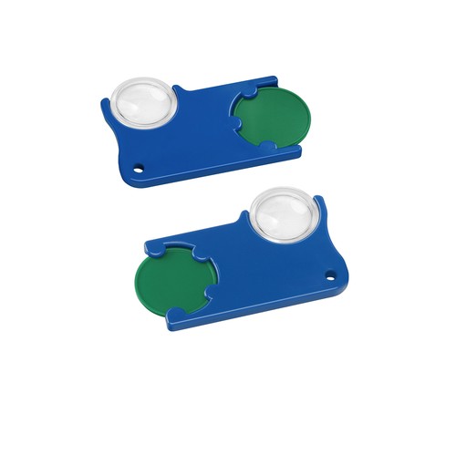 Chip holder with 1€ chip and magnifier Chip holder with 1€ chip and magnifier