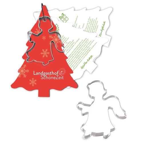 Baking shape with recipe book fir tree - angel - in a Christmas packaging (neutral) Baking shape with recipe book fir tree - angel - in a Christmas packaging (neutral)