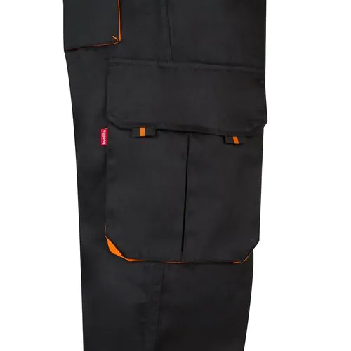 VL HYPNOS. Pantaloni in twill bicolore con diverse tasche (200g/m²), in cotone (35%) e poliestere (65%)