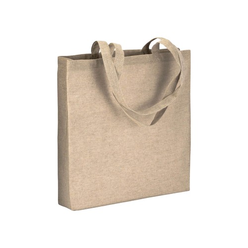 150 g/m2 recycled cotton shopping bag, melange effect, long handles and gusset 150 g/m2 recycled cotton shopping bag, melange effect, long handles and gusset