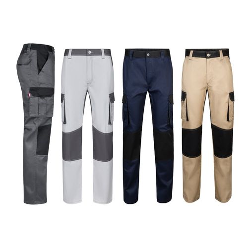 VL NJORD. Tweekleurige keperbroek met meerdere zakken (240 g/m²), van katoen (35%) en polyester (65%)