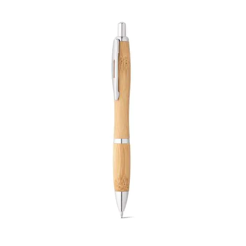 NICOLE. Bamboo ball pen with clip and metal trim