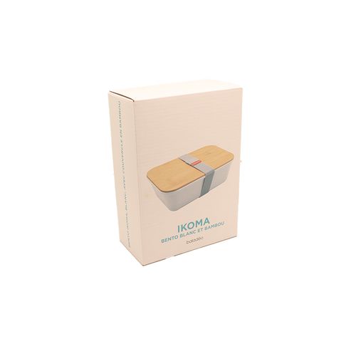 Bento 'Ikoma', blanc, avec couvercle en bambou