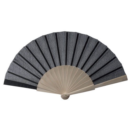 Fan made of polycotton fabric (cotton + polyester) with wooden handle 23 cm long Fan made of polycotton fabric (cotton + polyester) with wooden handle 23 cm long