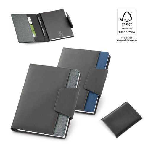 RUSSEL. A5 notitieblok in PU en polyester met effen pagina's RUSSEL. A5 notitieblok in PU en polyester met effen pagina's