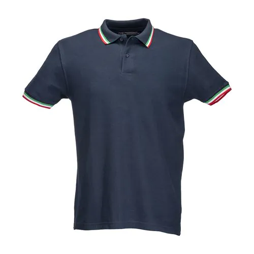 100% piqué cotton (180 g/m2) short-sleeved polo shirt with three-colour trims