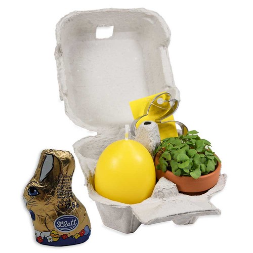Boxed pleasure - with plant-pot, egg-candle and baking shape Boxed pleasure - with plant-pot, egg-candle and baking shape