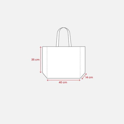 Bolsa de polipropileno laminado, asas cinta y fuelle Bolsa de polipropileno laminado, asas cinta y fuelle