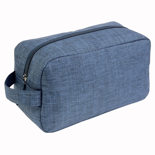 300D polyester melange fabric cosmetic bag with handle