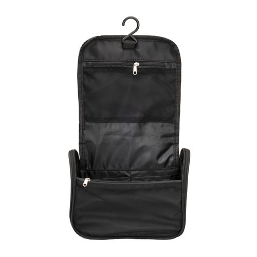 Microfiber beauty case with zipper, large inside pockets, hook and handle