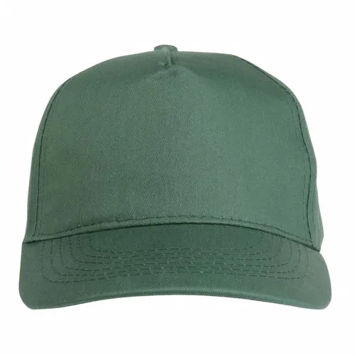 Cotton 5-panel cap with 2 mm-thick visor, embroidered eyelets and adjustable velcro strap