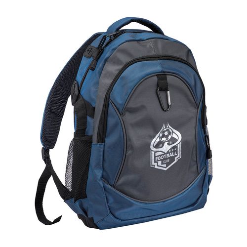 1680D polyester 4-pocket backpack (two mesh side pockets) with snap hook