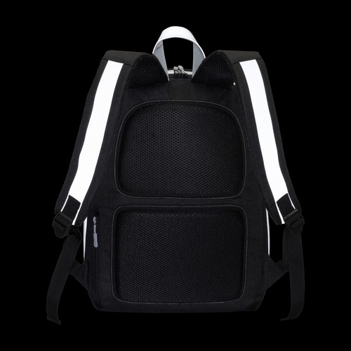 Canvas laptop backpack with high visibility eco-leather inserts/bands
