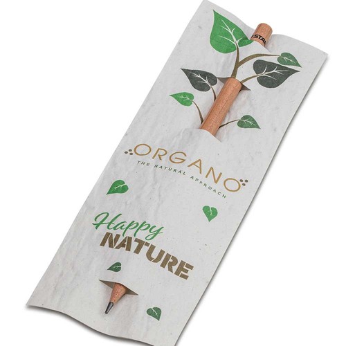 Crayon dans une carte en papier de semence - carotte 4/4-c Crayon dans une carte en papier de semence - carotte 4/4-c