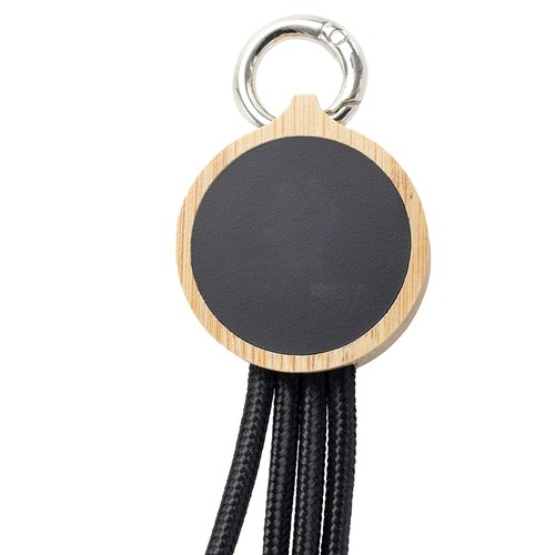 4-in-1 cable with elighted logo in a wooden casing