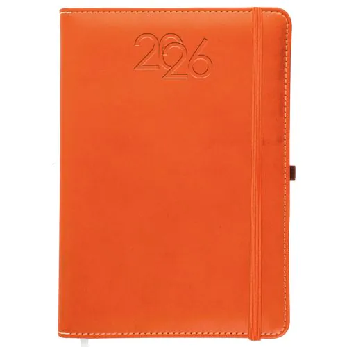 Agenda journalier 2026, couverture rigide en PU thermocollé avec piqûres sur les bords