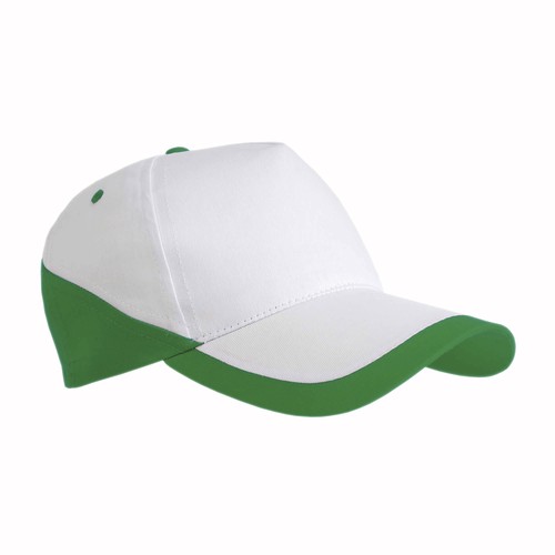 Casquette en coton, 5 panneaux , base blanche et bordures colorées, fermeture velcro Casquette en coton, 5 panneaux , base blanche et bordures colorées, fermeture velcro
