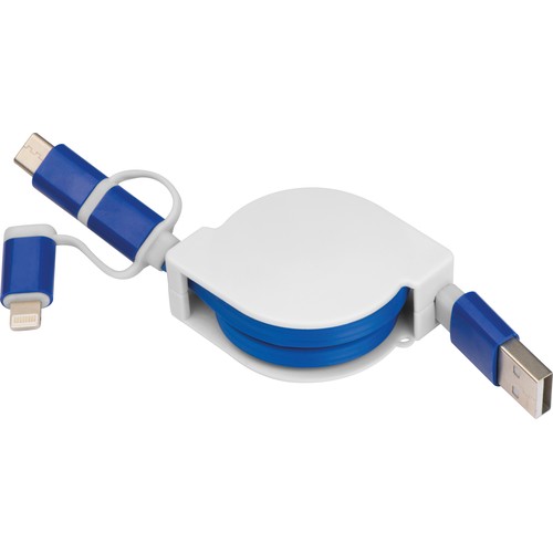 Extendable charging cable with 3 plugs