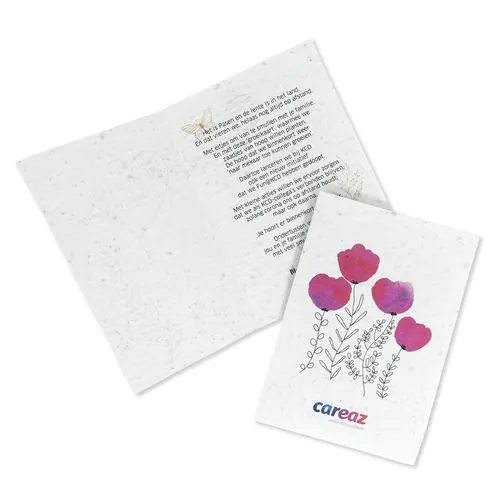 Biglietto d'auguri A5 piegato in A6 80 gr con carta semi - pers. Fronte Biglietto d'auguri A5 piegato in A6 80 gr con carta semi - pers. Fronte