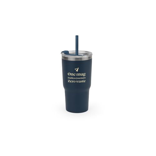 JOYNER M. Compacte roestvrijstalen reisbeker (91% gerecycled) met vacuüm geïsoleerde dubbele wand en een matte afwerking 600 mL JOYNER M. Compacte roestvrijstalen reisbeker (91% gerecycled) met vacuüm geïsoleerde dubbele wand en een matte afwerking 600 mL