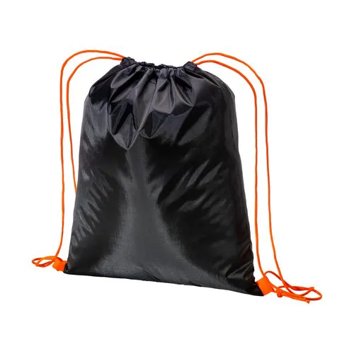 210T black polyester backpack with choke closure and colored cords 210T black polyester backpack with choke closure and colored cords