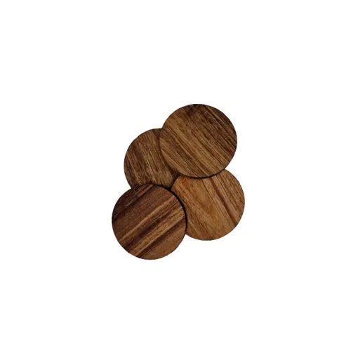 Coaster set x4 round acacia ⌀ 10x0.9 cm