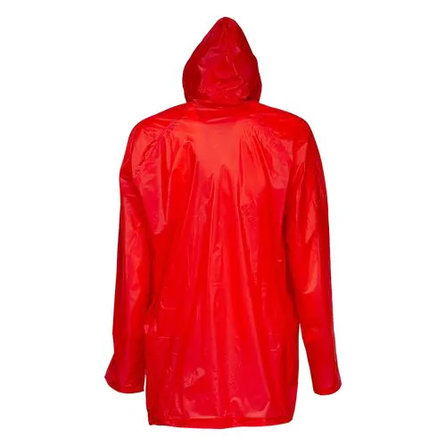 Embossed PVC (200 g) raincoat, supplied in a pocket-sized bag. One size
