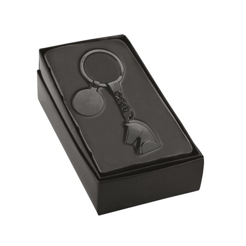 BURNISHED 3D HORSE HEAD KEY RING
