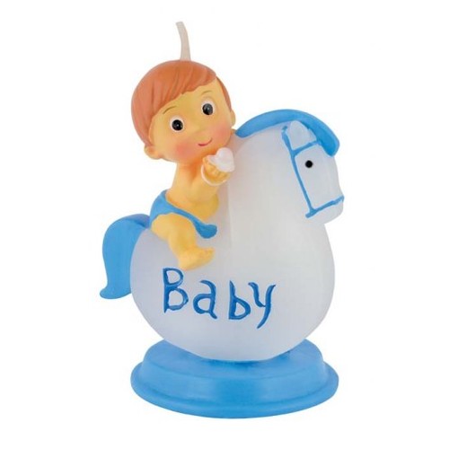 BOUGIE BÉBÉ AVEC CHEVAL AZUR H80 MM BOUGIE BÉBÉ AVEC CHEVAL AZUR H80 MM