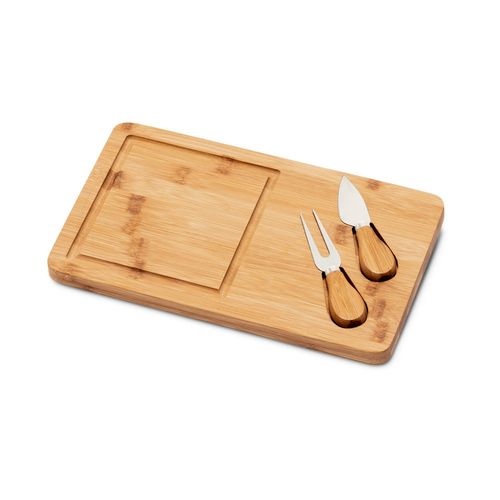 WOODS. Plateau de formage avec 2 ustensiles en bambou e acier inoxydable