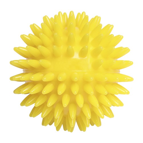 Balle de massage hérisson avec gaufrage rectangulaire (78 mm, jaune), "Made in Germany"