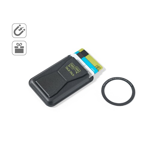 CONNOR. Magnetic PU card holder that attaches easily to the back of your mobile phone, with RFID blocking