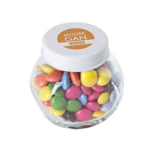 Kleine glazen pot choco carletties Kleine glazen pot choco carletties